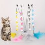 Interactive Colorful Pom-pom & Feather Cat Teaser Wand - Plush Battery-free Play Stick For All Breeds