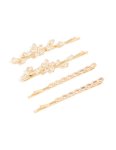 Goldair Gold Cubic Zirconia Flower & Oval Clips 4 Pack