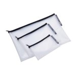 Transparent Travel Organisational Pouches In A4 A5 And A6 Size - Set Of 3 With Black Zip