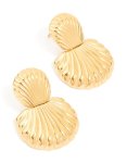 Waterproof Gold Plated Stainless Steel Double Textured Drop Earrings