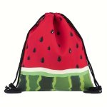 Chic Watermelon Print Drawstring Bag - Lightweight Multi-purpose Beach & Travel Pouch For Women
