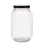 3 Litre Clear Glass Catering Jar With White Metal Lid 110MM Twist