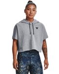 Women's Project Rock Fleece Short Sleeve Hoodie - Steel Medium Heather XS