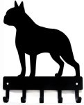 The Metal Peddler Boston Terrier Key Rack Dog Leash Hanger - Artisan Metal Shop Gifts - Small 6 Inch Wide