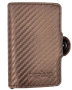 Leather Dual Aluminium Card Slot Pop Up Wallet - Brown