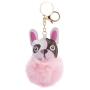 Frenchie Pom Pom Keychain - Pink
