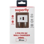 Supafly 3 Pin Pd Qc Wall Charger White