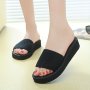 Women's Black Slip On Home Indoor Leisure Slides Outdoor Holiday Shoes Slip-resistant Wear Slides