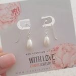 Lainey 925 Sterling Silver Synthetic Pearl Dangle Earrings Size 5.5X9MM