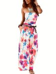Solid Slim Tube Dress Versatile Strapless Pockets Ruffle Hem Dress For Spring & Summer Women's Clothing