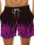 Men's Flame Print Athletic Shorts With Drawstring & Pockets Lightweight Comfy Shorts For Summer Sport And Casual Wear