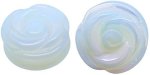 HAND Carved Opalite Rose Organic Stone Ear Plugs Gauges Sold In Pairs 10MM-00 Gauge