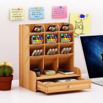 Wooden Desktop Organiser - 13 Compartment