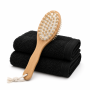 Chicago Hand Towels 2 Pack With Body Brush Set - Black