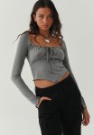 Lana Long Sleeve Top - Cement Grey