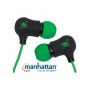 Manhattan Sound Science Nova Sweatproof Earphones - Lightweight Sweatproof Earphones With In-line MIC Black-green Retail Box Limited Lifetime Warra