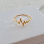 C792 - Gold Plated 925 Sterling Silver Heartbeat Ring - Size 5
