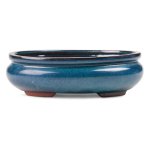 Assorted Glazed Bonsai Pots 8" - Blue Oval With Lip 21 X 16 X 7CM