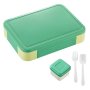 Colorful Compartment Lunchbox - With A Fork- Spoon- And Small Container Green..