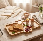 Bambo O 3 Section Rectangular Breakfast Serving Plate