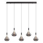Grape Drop 5 Light Smoke Glass Linear LED Pendant Light
