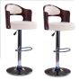 Bar Stools / Kitchen Breakfast Chairs - Pack Of 2 - Cream / Brown Colour