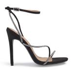 Black Suede Strappy Stiletto Sandal