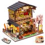 Syw Diy Miniature Dollhouse Kit With Furniture And LED Lightjapanese Sushi Shop Wooden Dollhouse 1:24 Scale Creative Doll House Toys For Teen
