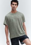 Regular Fit Sports Top With Drymove - Khaki Green patterned