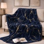 Marble Vein Plush Blankets - White
