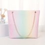 Women's Pastel Gradient Shoulder Bag Fashion Sweet Striped Summer Purse With Twist Lock Chain