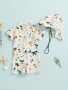 Baby Boys Cartoon Ocean Creature Pattern One-piece Swimsuit + Hat Set Quick Dry Summer Holiday Beach Swimwear