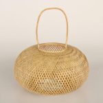 Rattan Hurricane Lamp With Handle 30X52CM