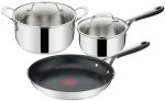Jamie Oliver Kitchen Essential Stainless Steel 5 Piece Cookware Set- By Tefal Non-stick Coated Stainless Steel Cookware Set
