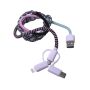 Larry's Digital Accessories - Woven 3 In 1 Cable - Green/pink