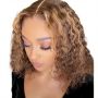 14BRAZILIAN Water Wave Wig 13X4 Full Frontal Curly Wig-highlight Piano
