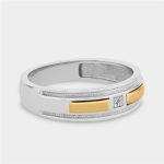 Yellow Gold & Sterling Silver Diamond Men&apos S Ring