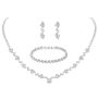 Tatibana Crystal Wedding Jewelry Set Silver Necklace Earrings Bracelet Crystal Bridal Wedding Jewelry Sets For Brides Bridesmaid Prom Costume Accesso