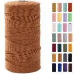 Maoqian Caramel Macrame Cord 2MM X 220YARDS Colored Cotton Rope Colorful Cotton Cord Soft Craft Cord Twine For Wall Hanging Plan
