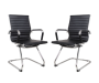 Ribbed Visitors Office Chairs - Set Of 2 - Leather