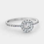 Chet Sterling Silver Cubic Zirconia Womens Round Vintage-style Halo Ring