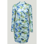 Rib Cut Out Midi Dress In Blue green Marble Print - 2XL