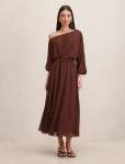 Samantha Tipped Draped Midi Dress - 16 Dark Chocolate Truffle