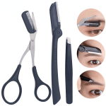 3PCS Eyebrow Trimming Tools Stainless Steel Eyebrow Tweezer Eyebrow Scissors With Comb Eyebrow Razor