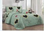 Smte Bedspread Set 5 Piece Microfiber F14 D3 Green Double With Keychain