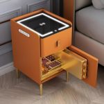 Lovehouges Bedside Table With Wireless Charging Station Bedroom Bedside Table With Invisible Safe Smart Night Stand Modern Bedsi