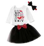 My Frist Valentines Day Romper With Black Tutu And Headband