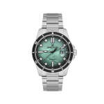 Mens Stainless Steel Sports Watch With Ice Green Textured Dial