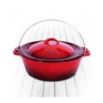 Lekke Potjie Enamel Cast Iron Flat Pot 5L Red
