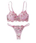 Pink Floral Lingerie Set